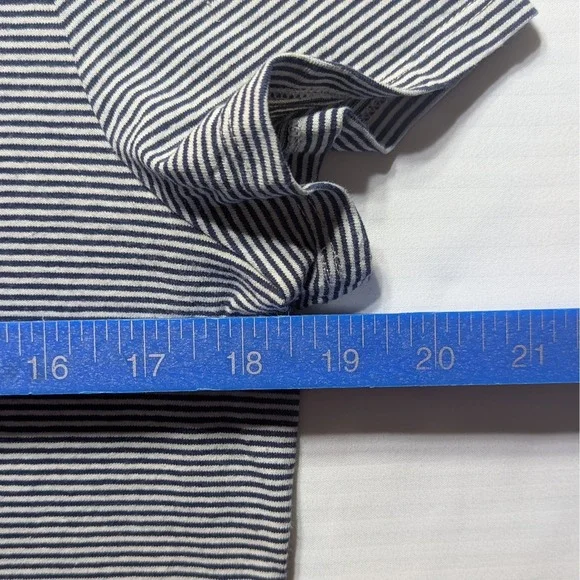 Theory Tiny Tee 2 Striped Baby Tee Navy White Fitted Minimal Cotton USA - Picture 4 of 7